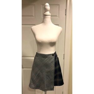 Plaid wrap mini skirt